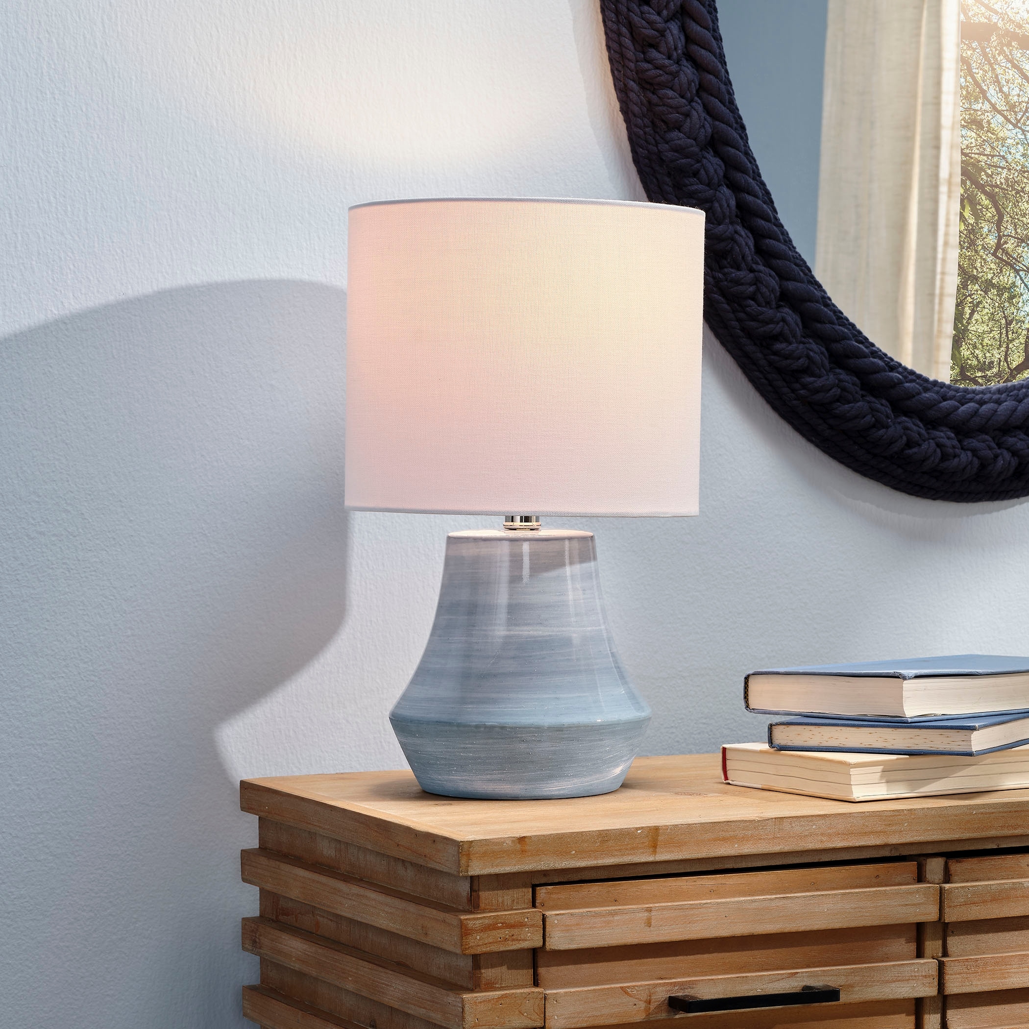 Alden Decor Fallon Ceramic Table Lamp, Blue