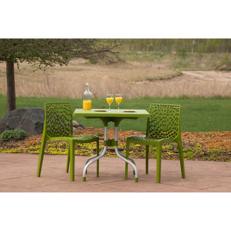 Lyra Square Table and Karissa Patio Chairs 3-Piece Outdoor Lounge Set