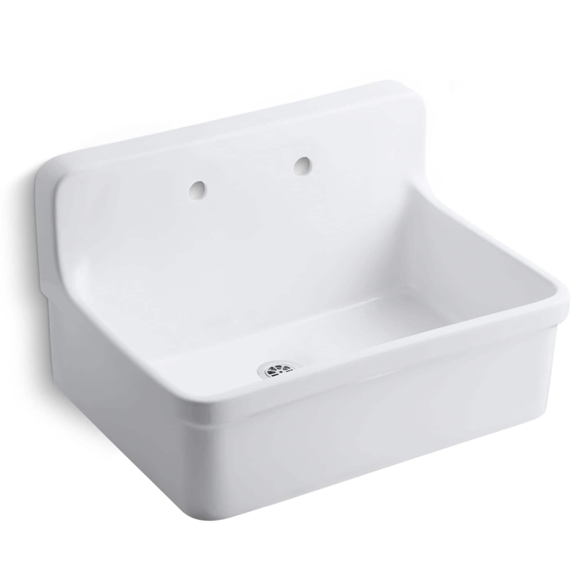 Gilford Wall Mount Vitreous China 24 in. x 22 in. 2-Hole Single Bowl Kitchen Sink in Biscuit Gilford Wall Mount Vitreous China 24 in. x 22 in. 2-Hole Single Bowl Kitchen Sink in Biscuit