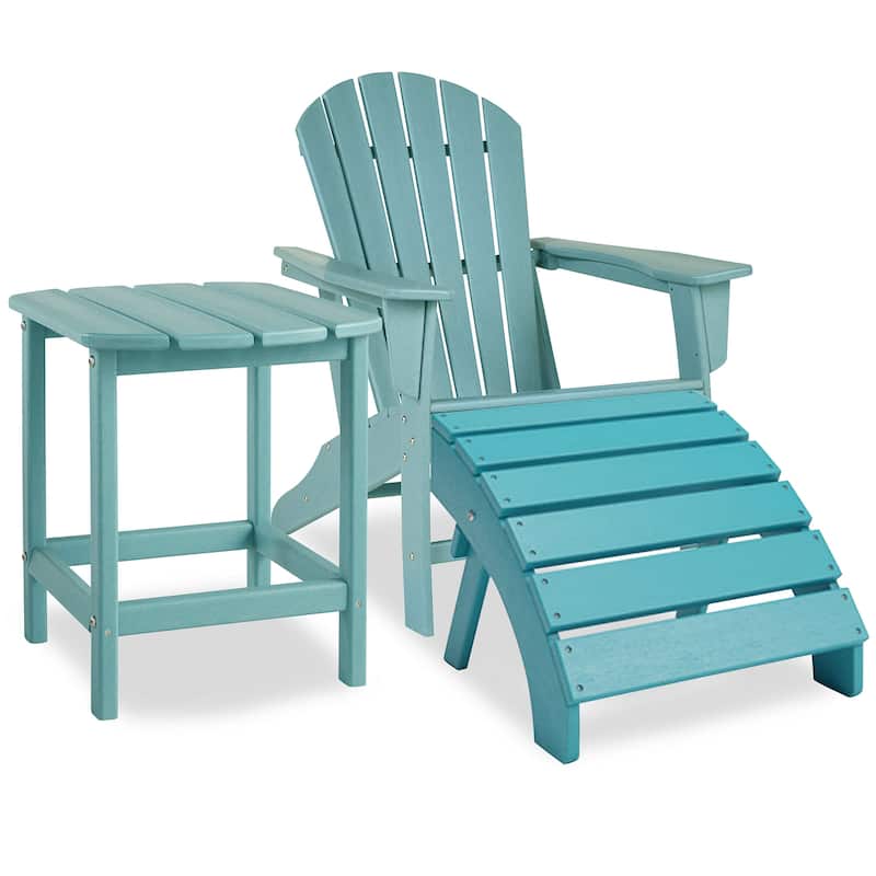 Signature Design by Ashley Sundown Treasure 3-Piece Outdoor Seating Package - 32"W x 33"D x 38"H - Turquoise