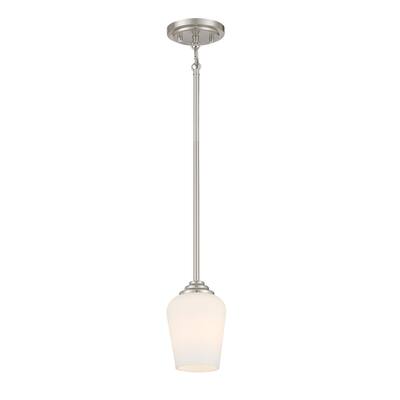 Lavery Shyloh Brushed Nickel & Opal Glass 1 Light Pendant/Semi Flush