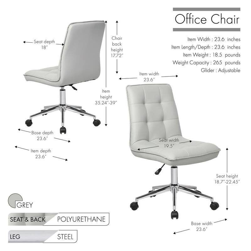 Porthos Home Leona Adjustable Steel and Faux Leather Office Chair