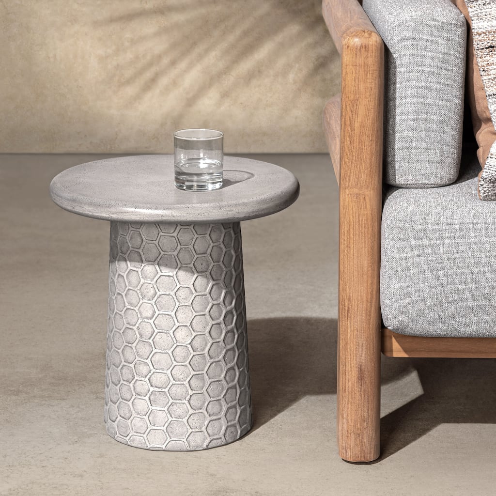 Classic Home Delaine Outdoor Concrete Accent Table - 16W x 16D x 17H