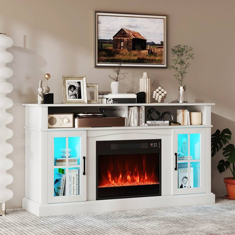 Costway 58" Fireplace TV Stand with LED Lights Entertainment Center - See Details