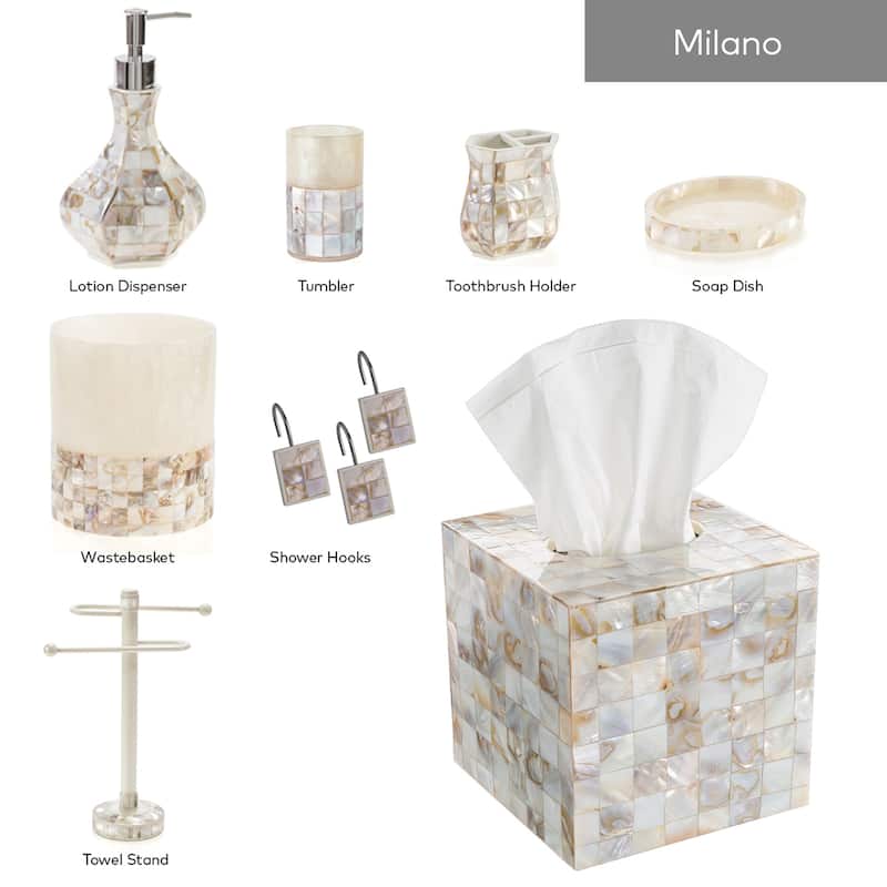 Creative Scents Milano Mother of Pearl Bathroom Trash Can - mother of pearl