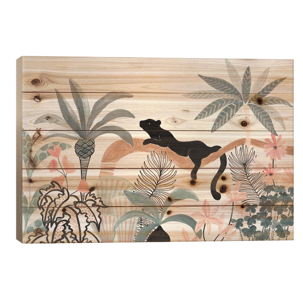 Jaguar In The Jungle Print On Wood by CreatingTaryn - Multi-Color