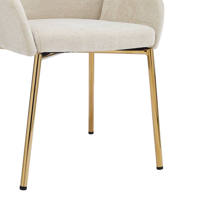 Roomfitters Upholstered Accent Armchair Set of 2, Modern Curved Design with Gold Legs