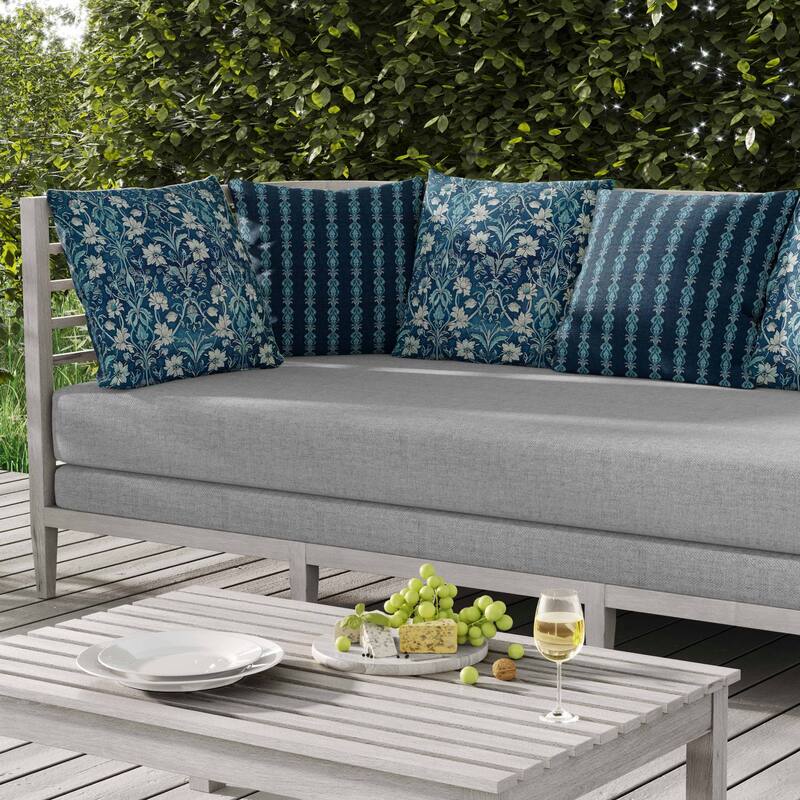 Oceanic Bloom Indoor/Outdoor Reversible Throw Pillow Blue