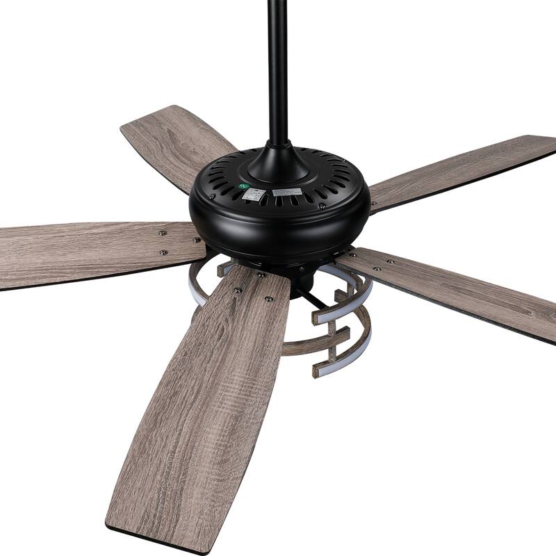 52" Farmhouse Matte Black Reversible Integrated LED Dimmable Reversible Ceiling Fan with Light and Remote