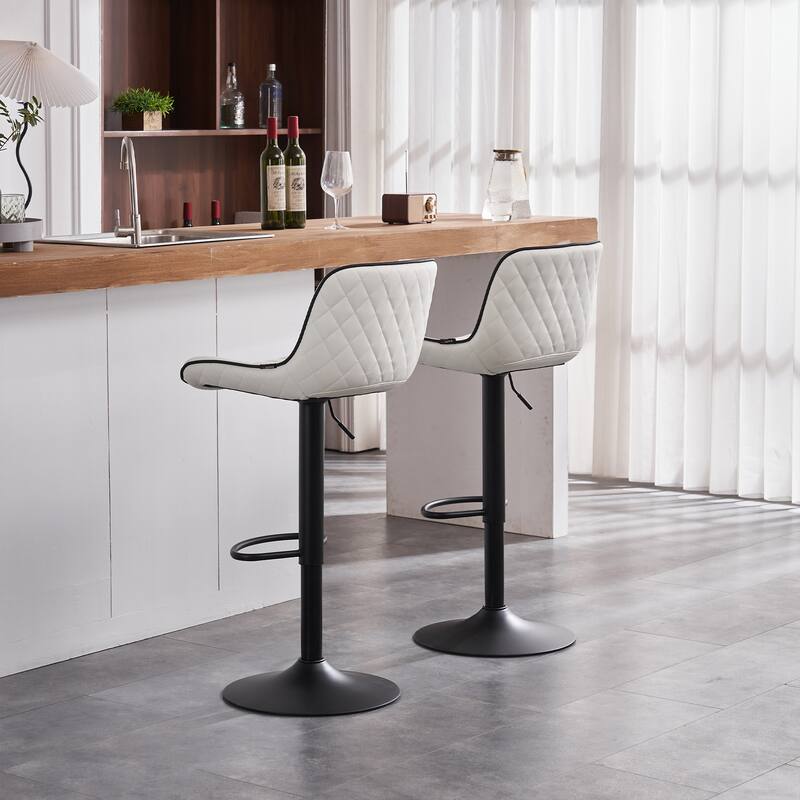 Bar Stools Set of 2 Counter Height Adjustable with Backrest Bar Chairs for Kitchen Island