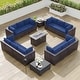 preview thumbnail 2 of 28, Kullavik 15PCS Outdoor Patio Furniture Set with Fire Pit Table & Glass Top Coffee Table