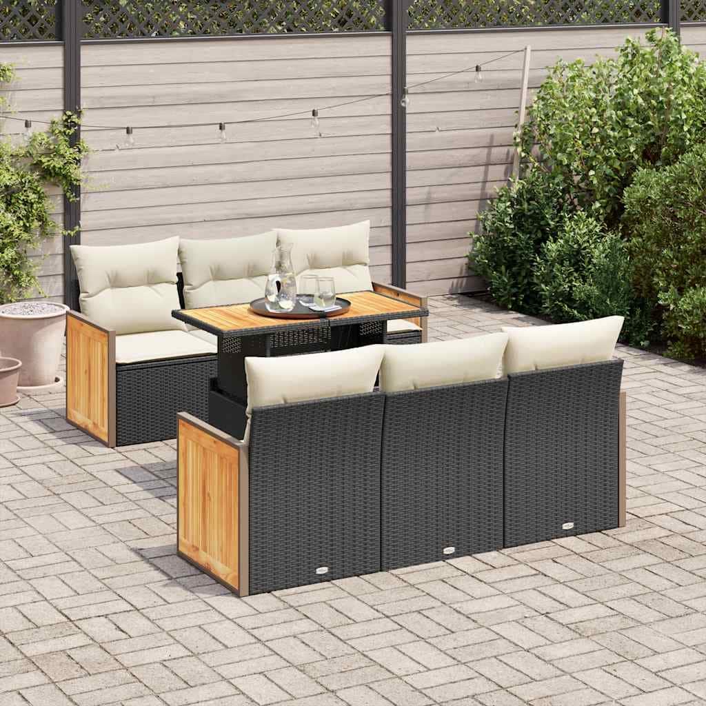 vidaXL Garden Sofa Set Black, Cream White - 68.1 x 24.4 x 33.5 in