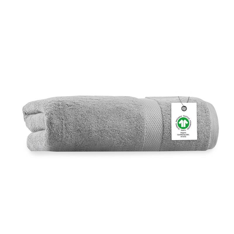 Delara Organic Cotton Luxuriously Plush Bath Sheet | GOTS & OEKO-TEX Certified | 650 GSM Long Staple - Light Grey