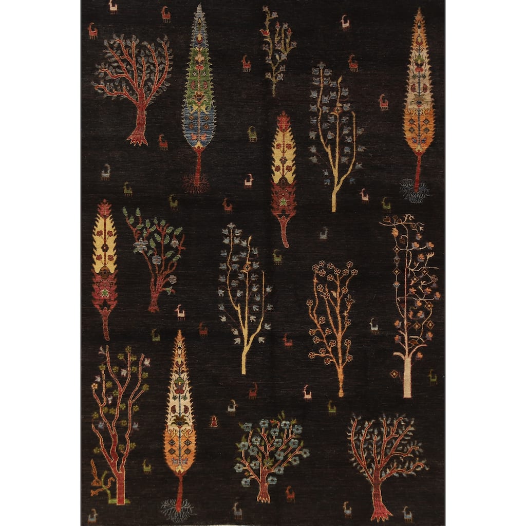 Hand Knotted Oriental 100% Wool Carpet Traditional Floral Brown Ziegler Area Rug - 9' 6'' X 6' 6''