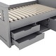 preview thumbnail 5 of 22, Twin Captain Platform Bed with Bookcase Headboard & 4-Drawers, Grey