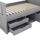 preview thumbnail 5 of 22, Twin Size Captain Platform Bed Frame with Storage Bookcase Headboard and 4-Drawers, Adjustable Storage Shelves, Grey