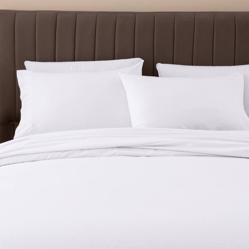 Ultra Soft 100% Turkish Cotton Flannel Double Brushed Solid Sheet Set