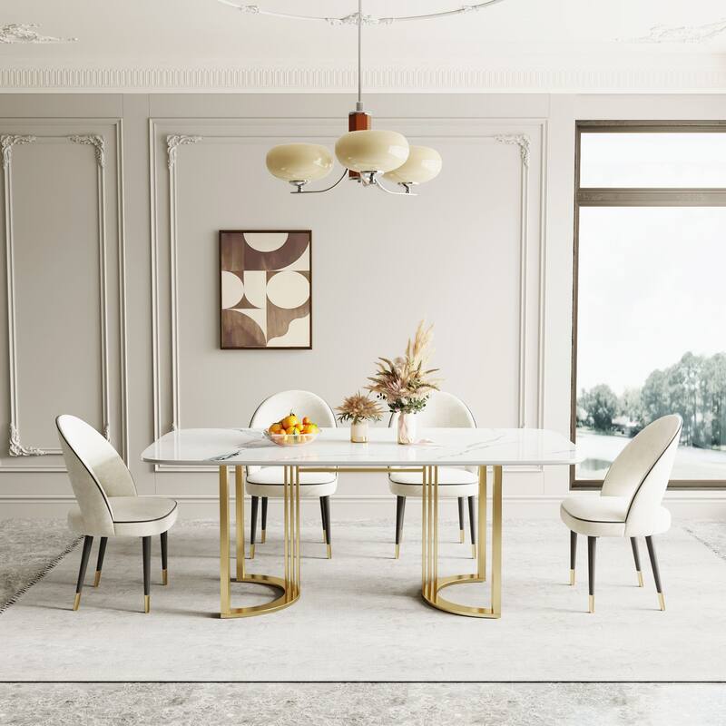 JASIWAY 6-Person Modern Rectangular Dining Table with 6pcs Chairs