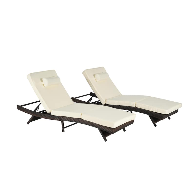 Outdoor Wicker Long Reclining Chair Set of 2
