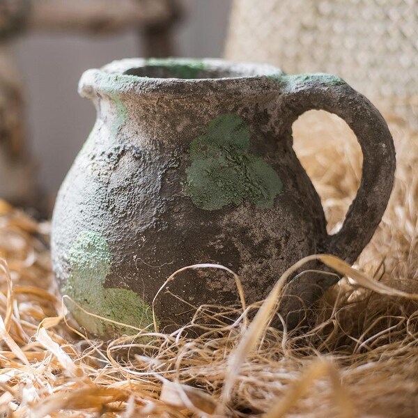 RusticReach Pompeii Cement Floral Jar