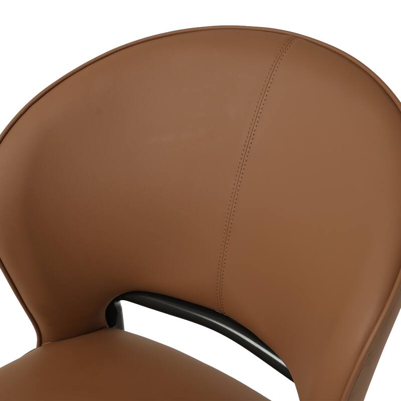 Mid-century Modern Dining Chairs, PU Leather Seat Cushion with Solid Wood Legs Set of 2