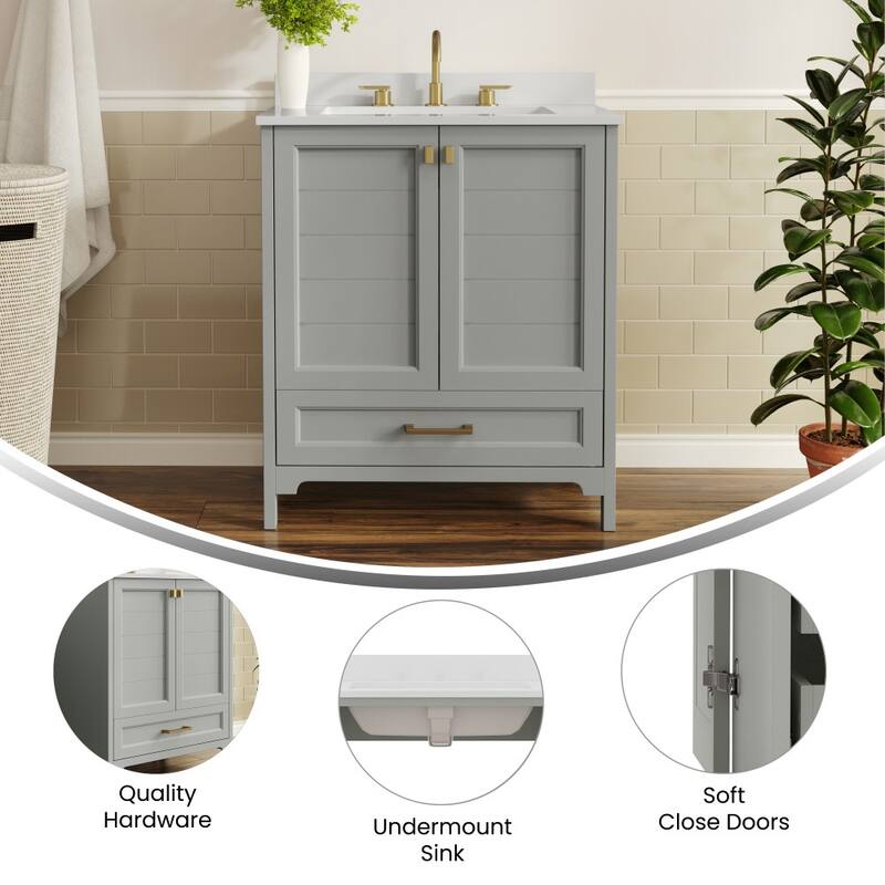 Bathroom Vanity with Undermount Sink, Cabinet, and Drawer