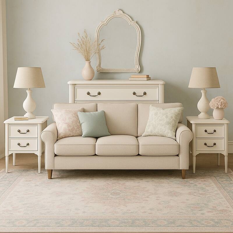 Design House Oxford 3-Piece Two Nightstands and One Chest Set with Antique Brass Hardware