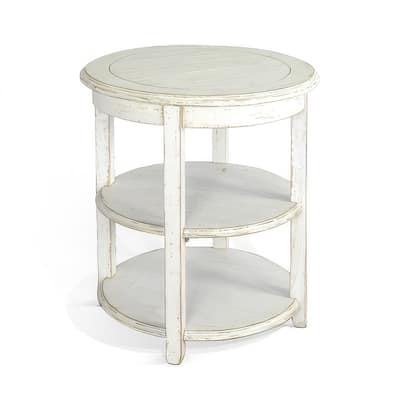 24 in. White Round Wood End Table, Sturdy Build End Side Table for Living Rooms