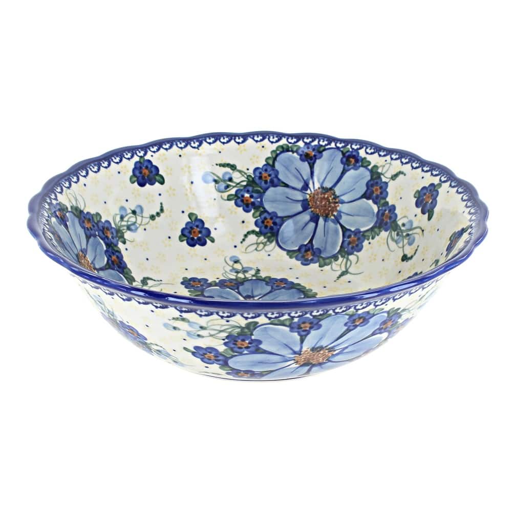 Blue Rose Polish Pottery 204 Vena Large Serving Bowl