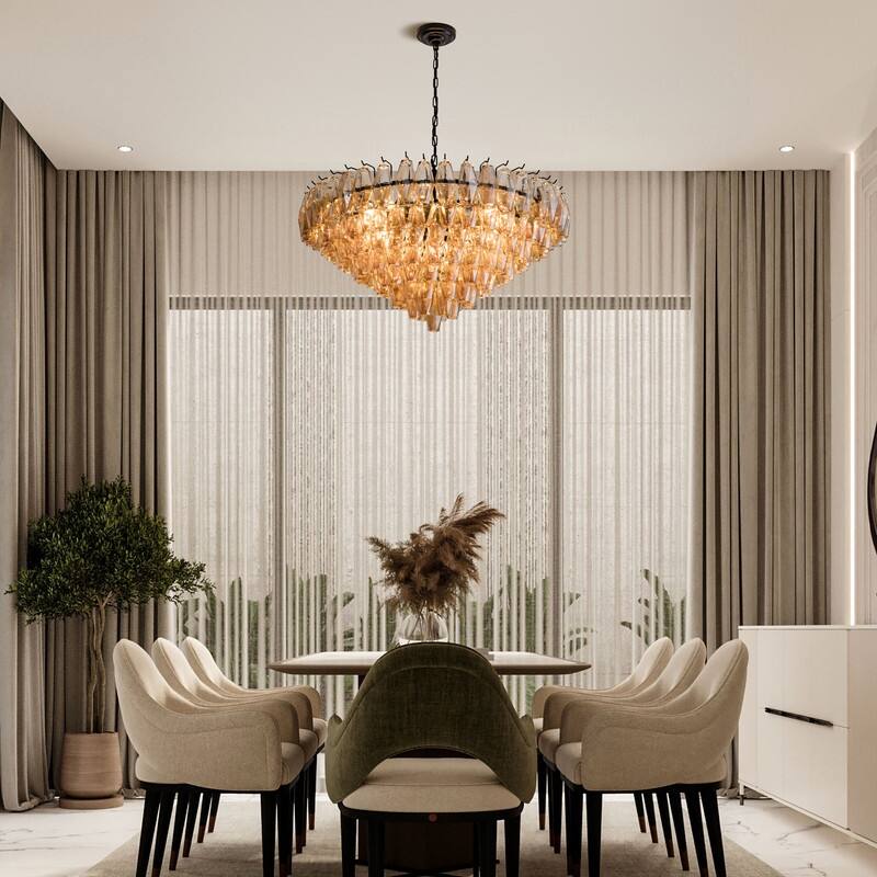 KAYLA 37in Modern Extra Large Black Chandeliers