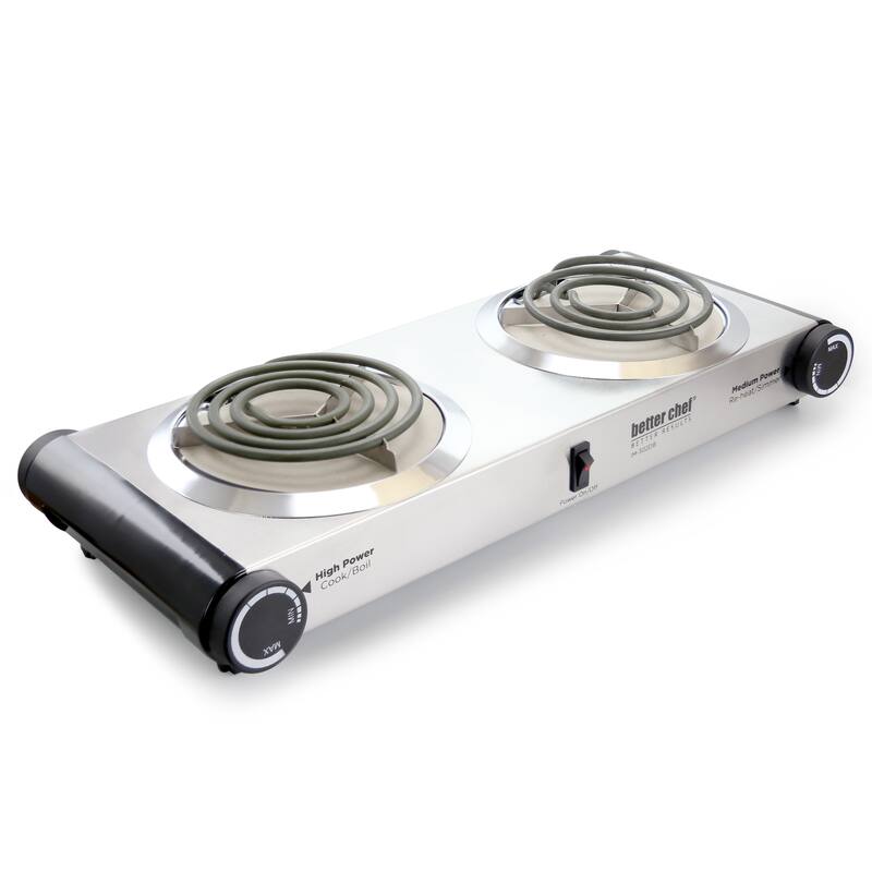 Stainless Steel Electric Dual Burner in Silver