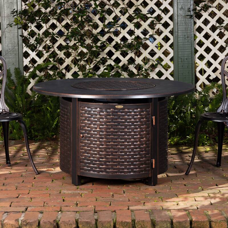 Florence Woven Round Aluminum LPG Fire Pit - N/A