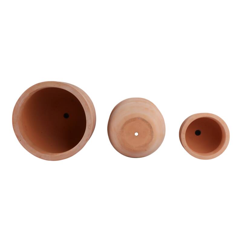 Pottery Planter Ribbed Crafted Durable Earthenware Material (Set of 3) - 15" x 15" x 13"