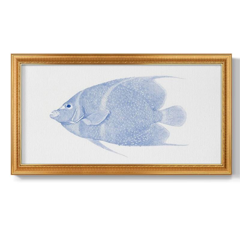 Blue & White Tropical Fish V Premium Framed Canvas- Ready to Hang