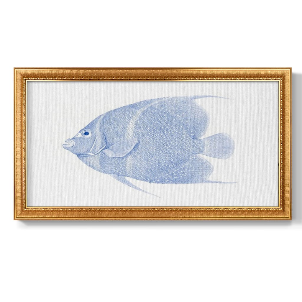 Blue & White Tropical Fish V Premium Framed Canvas- Ready to Hang