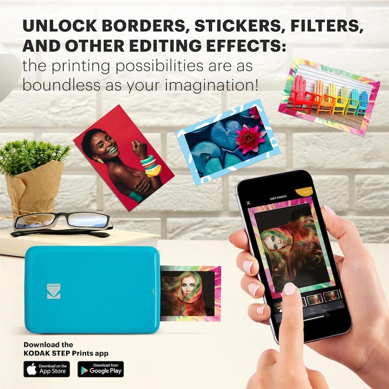 Kodak Step Mobile Instant Photo Printer 2x3", Compatible with iOS, Android & Bluetooth