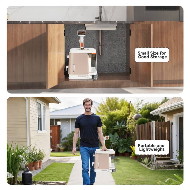 Portable Carpet Cleaner Machine for Pets, Upholstery & Car Interior, Powerful Spot Cleaner with Dual Water Tanks