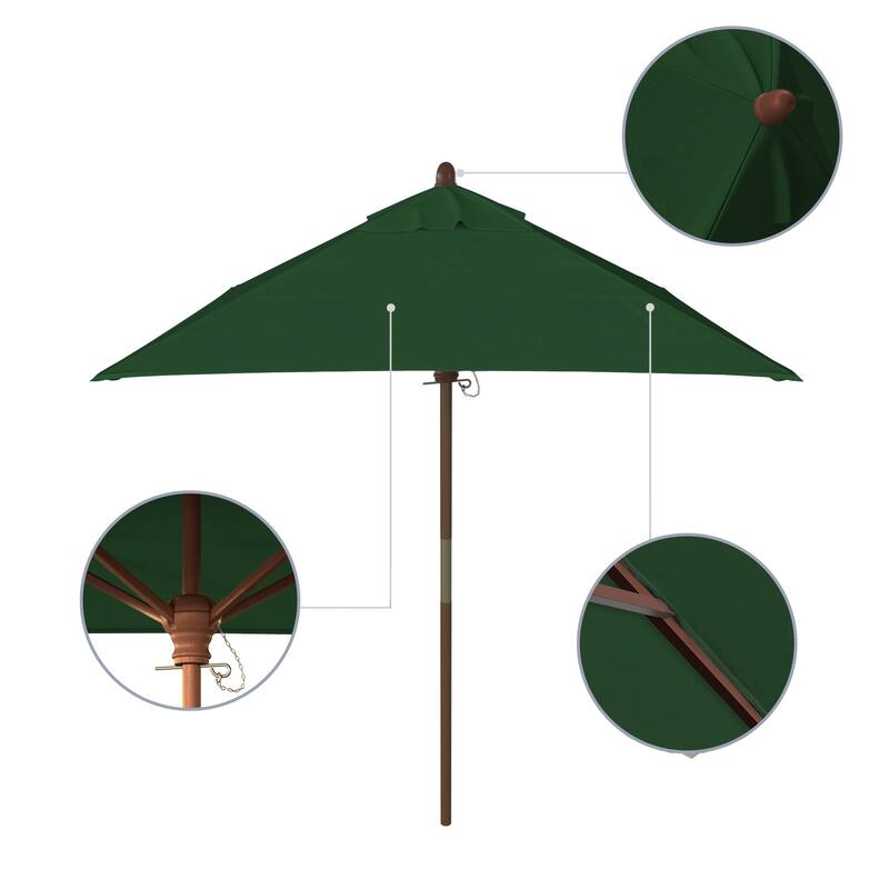 Port Lavaca 6ft Square, Sunbrella Fabric Wooden Patio Umbrella by Havenside Home, Base Not Included