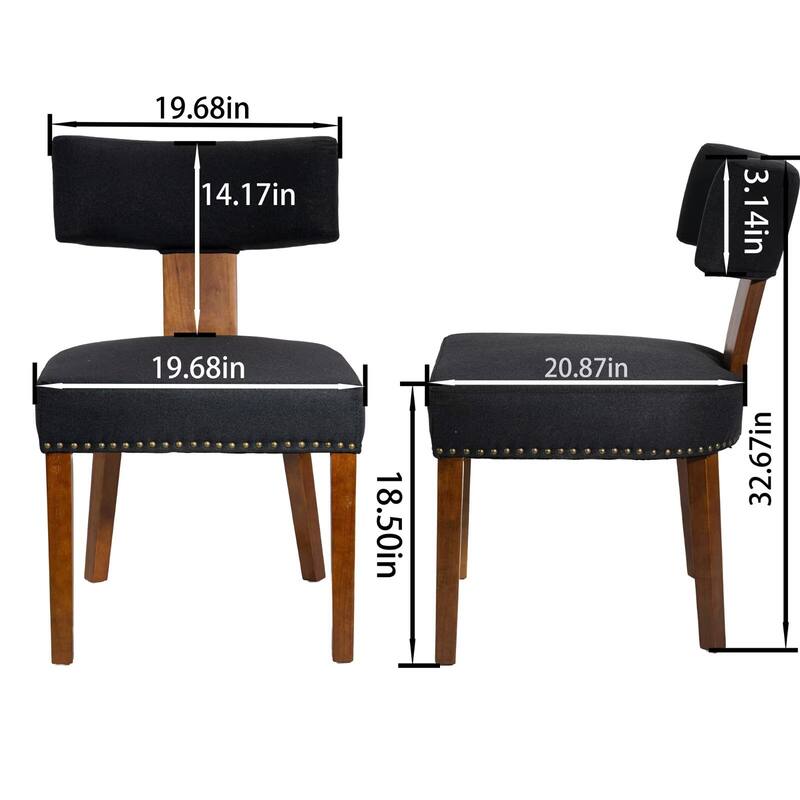 Upholstered Wooden Farmhouse Dining Chairs with Wood Legs (Set of 2)