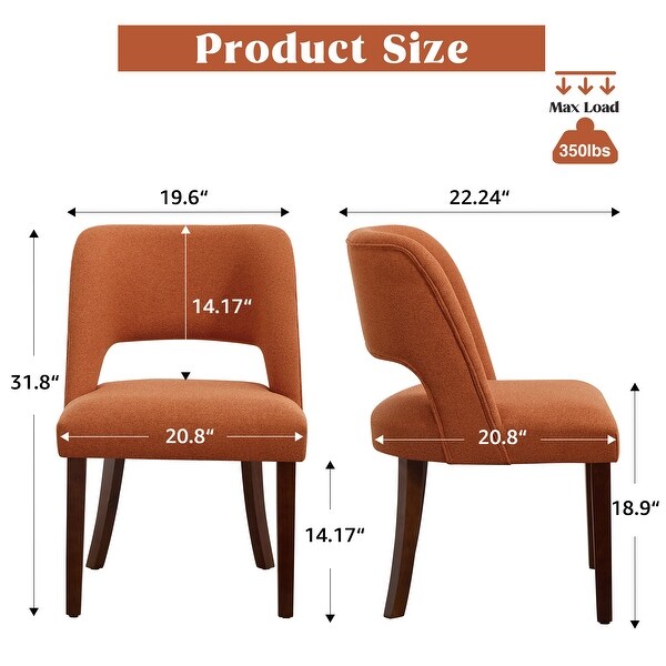 HOMYKA Solid Hardwood Fabric Dining Chair, Mid-Century Modern - On