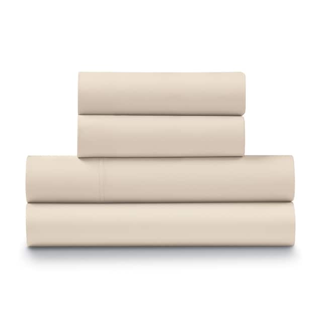 Ella Jayne Home Luxe Cotton Percale Crisp Cool 4-piece Bed Sheet Set - Sand - King
