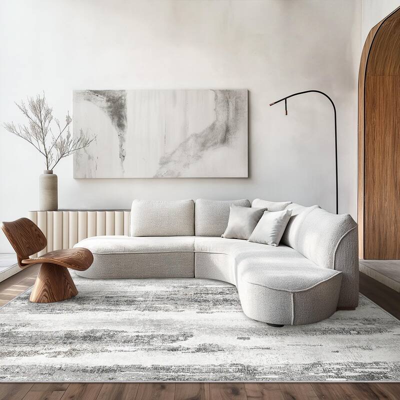 Mcow Abstract Collection Contemporary Machine Washable Area Rug - 5' x 7'