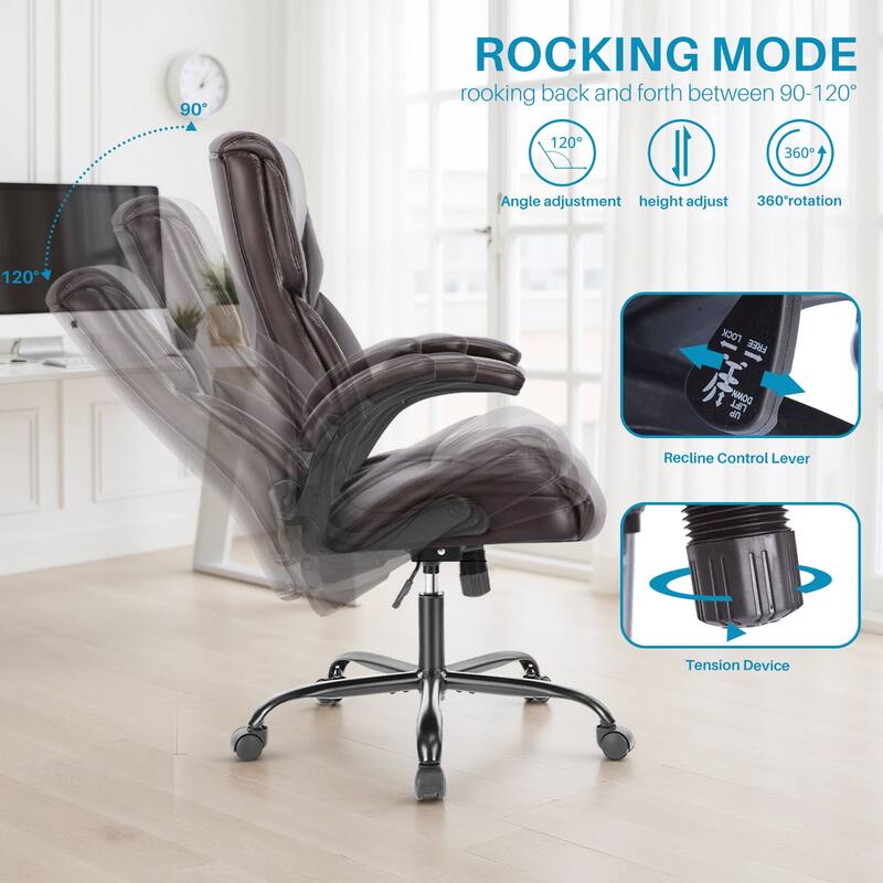 Home Computer Gaming Chair, Ergonomic High Back Heavy Duty Task Desk Office Chairs with Wheels, Flip-up Arms, Adjustable Height