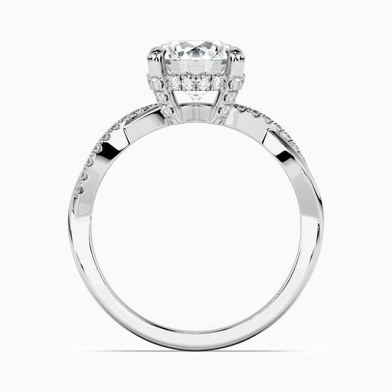 Auriya 14kt White Gold Lab Grown Round Diamond Classic Dainty Twist Hidden Halo Engagement Ring (F-G, VS)