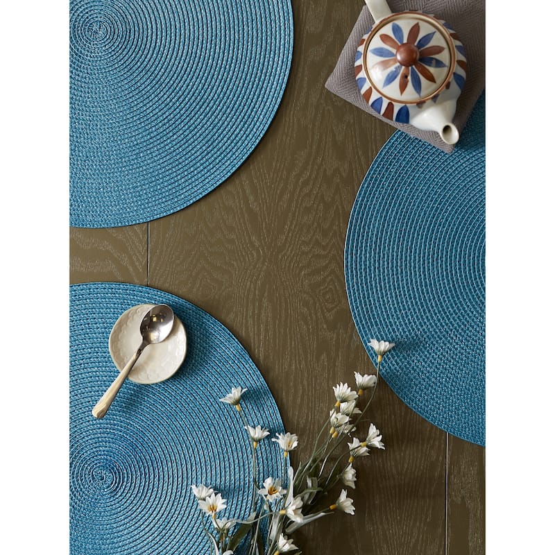 DII White Round PP Woven Placemat Set of 6