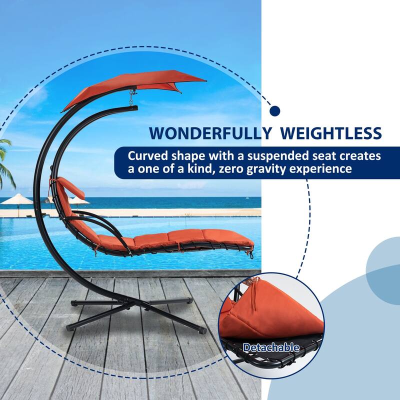 Hanging Chaise Lounger with Removable Canopy