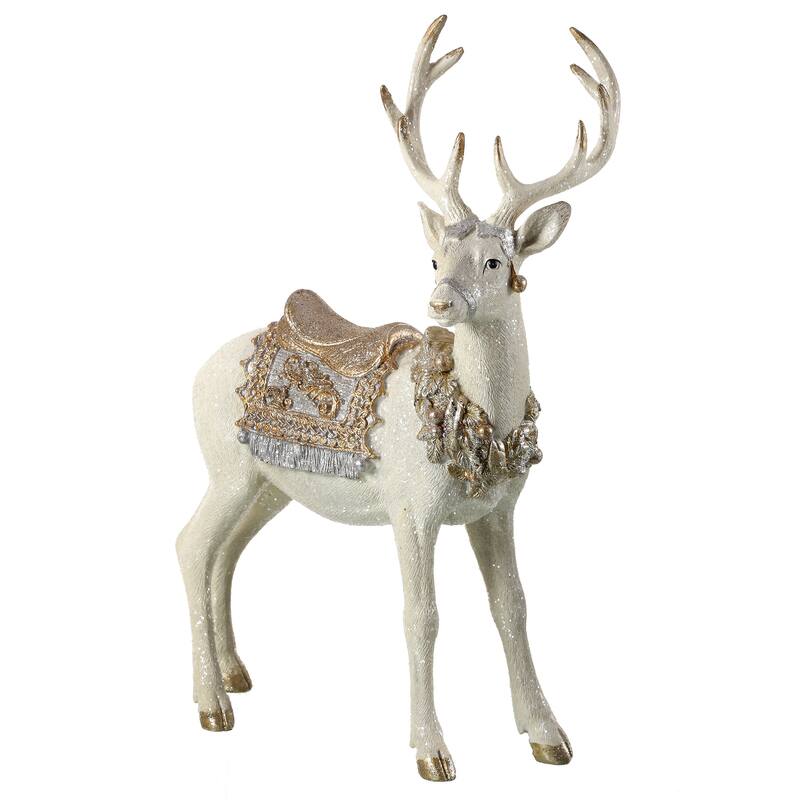 16" Resin Standing Deer W/Glit Saddle & Blanket