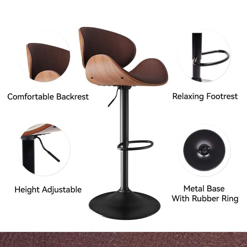 Set of 2 Adjustable Height Swivel Bar Chair