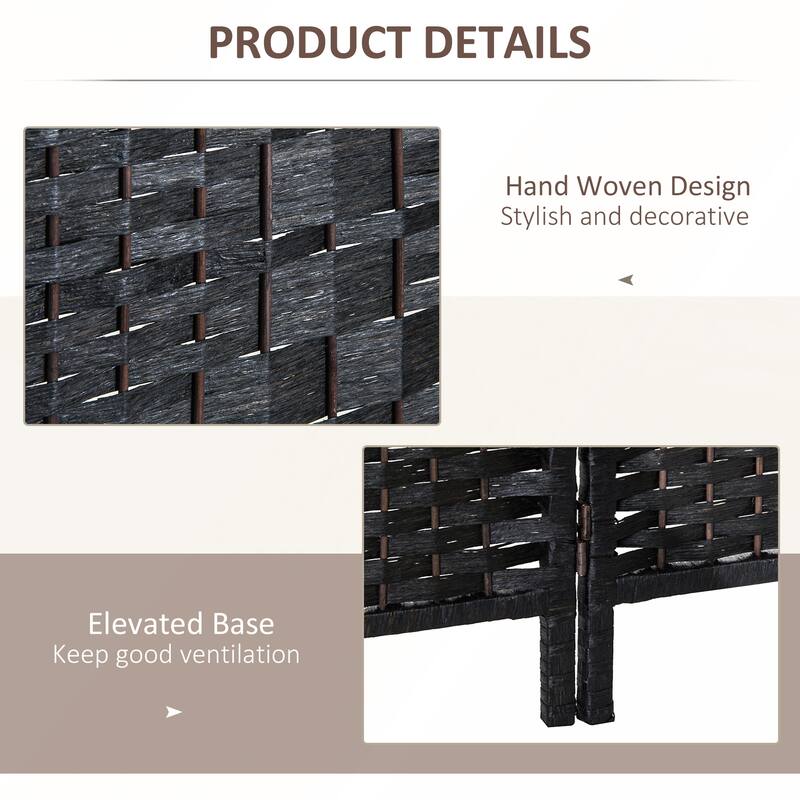 6' Tall Wicker Weave 6 Panel Room Divider Privacy Screen