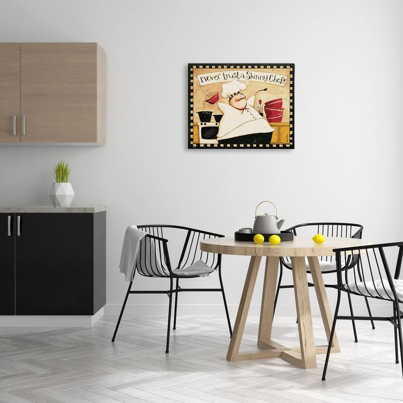 Stupell Never Trust a Skinny Chef with Happy Cook Phrase Canvas Wall Art - Multi-Color